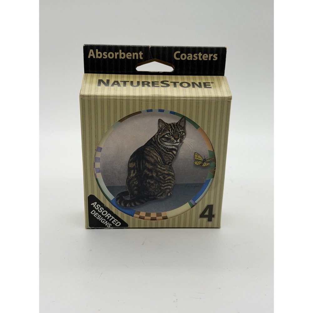 Conimar Naturestone Absorbent Coasters 4 Pack with holder